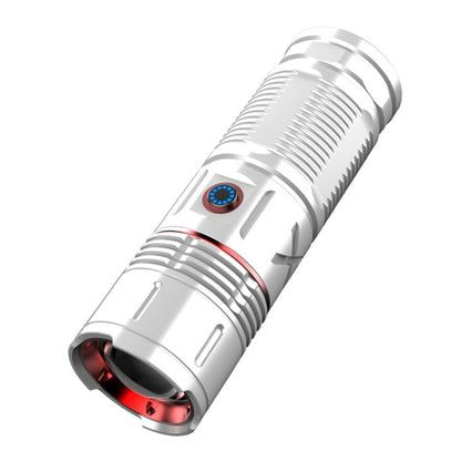 Outdoor White Laser Type-C Charging Telescopic Zoom Flashlight with Power Bank Function(Silver) - LED Flashlight by buy2fix | Online Shopping UK | buy2fix