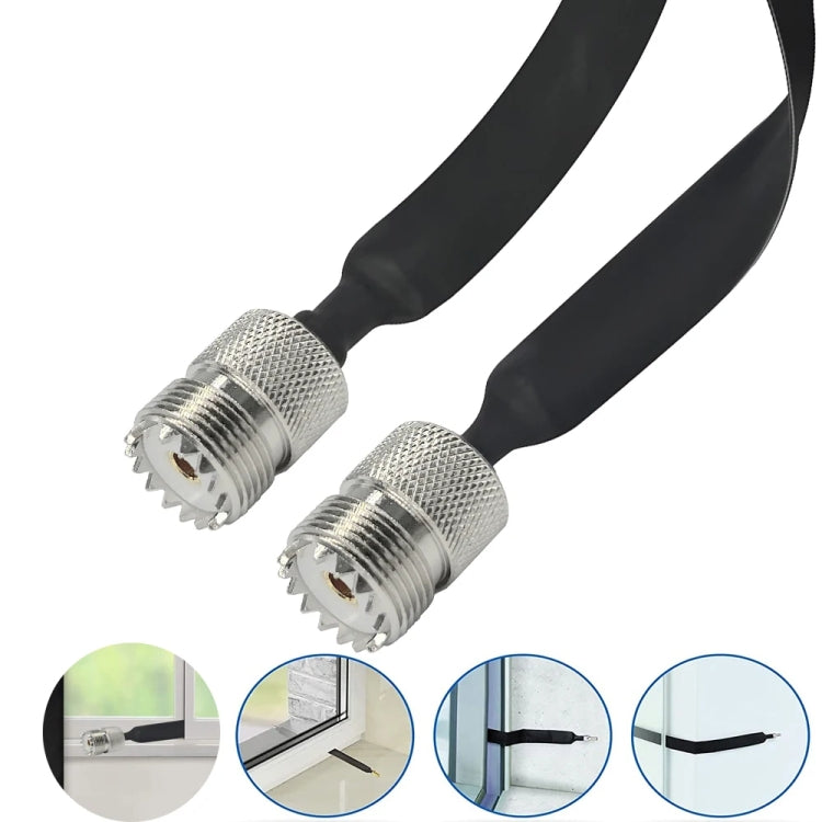 Window/Door Pass Through Flat RF Coaxial Cable UHF 50 Ohm RF Coax Pigtail Extension Cord, Length: 40cm(Female To Female) - Connectors by buy2fix | Online Shopping UK | buy2fix