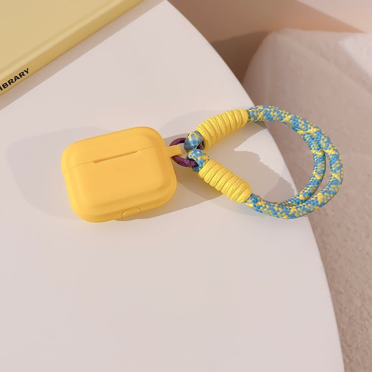 For AirPods 3 Dopamine Contrast Color Silicone Earphone Cover With Hand Strap(Yellow) - For AirPods 3 by buy2fix | Online Shopping UK | buy2fix