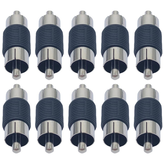 10pcs RCA Lotus Head Straight-through Male Monitoring Audio Adapter AV Butt Joint(Male to Male) - RCA Adapter by buy2fix | Online Shopping UK | buy2fix