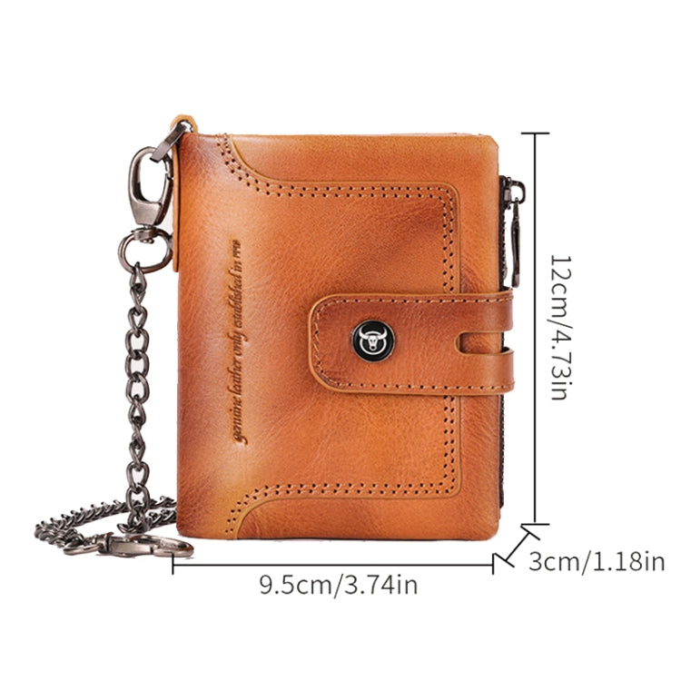 BULL CAPTAIN 088 RFID Anti-Theft Zipper Buckle Multi-Card Slot Cowhide Vertical Wallet(Coffee) - Antimagnetic RFID Package by BULL CAPTAIN | Online Shopping UK | buy2fix