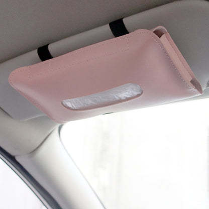 Car Armrest Box Sun Visor Hanging Leather Tissue Box(Beige) - Stowing Tidying by buy2fix | Online Shopping UK | buy2fix