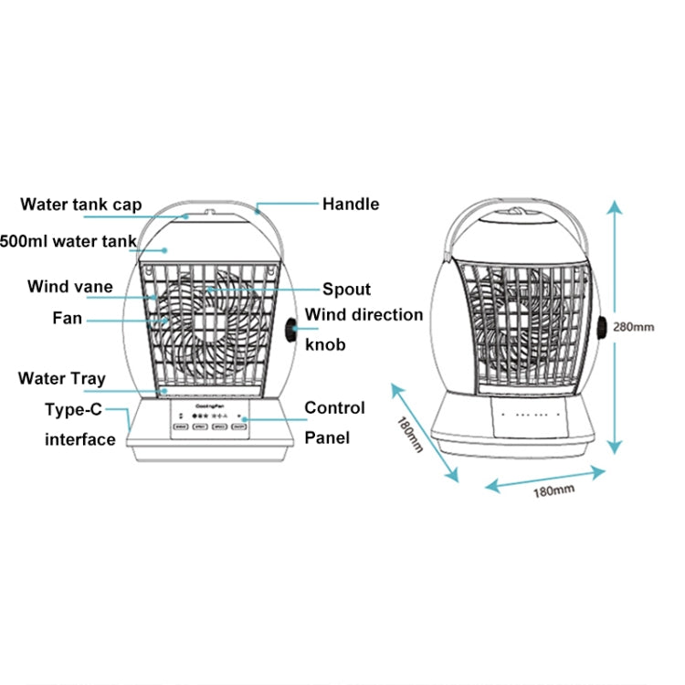 CF-009 USB Touch Spray Humidification Air Conditioning Fan Desktop Office Air Cooler(White) - Electric Fans by buy2fix | Online Shopping UK | buy2fix