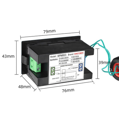 SINOTIMER SPM003 AC LED Digital Voltmeter Frequency Factors Meter Power Monitor, Specification: AC200-450V 100A - Current & Voltage Tester by SINOTIMER | Online Shopping UK | buy2fix