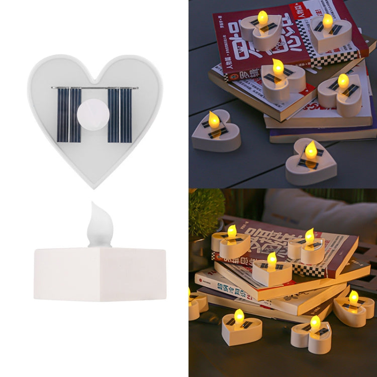 Solar Candle Light Outdoor Courtyard Villa Garden Waterproof Decoration Light, Spec: Heart Mode White Shell - Solar Lights by buy2fix | Online Shopping UK | buy2fix