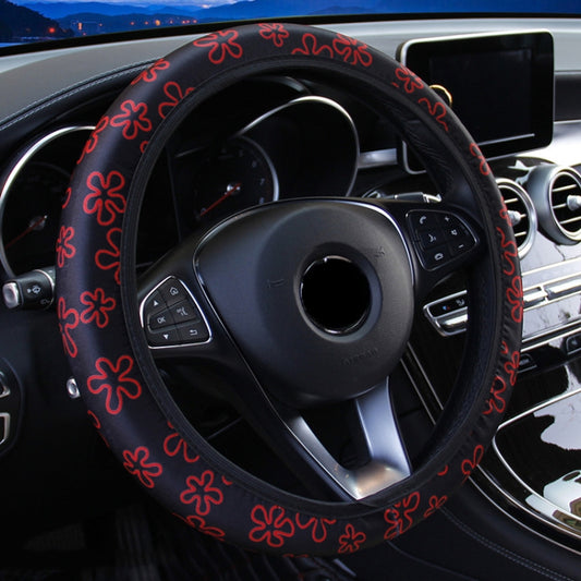 Car Steering Wheel Cover Printed Cloth Without Inner Elastic Band Cover, Pattern: Five Star Flower Red - Seat Accessories by buy2fix | Online Shopping UK | buy2fix
