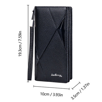 Baellerry S1240 Lychee Pattern Business Casual Zipper Long Wallet Multi-card Slot Clutch Bag(Coffee) - Wallets by Baellerry | Online Shopping UK | buy2fix