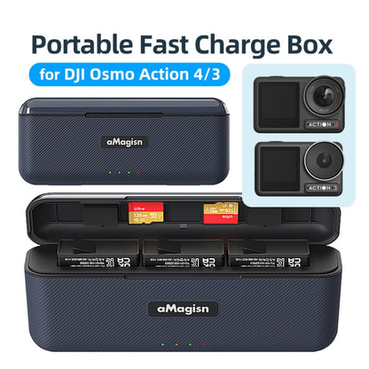 For DJI Action 4 / 3 aMagisn Fast Charge Charging Box Charger Sports Camera Accessories - Cable & Charger by aMagisn | Online Shopping UK | buy2fix