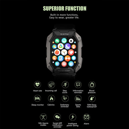 C20Plus 1.81-inch Health Monitoring Waterproof Bluetooth Call Smart Watch, Color: Camouflage Green - Smart Watches by buy2fix | Online Shopping UK | buy2fix