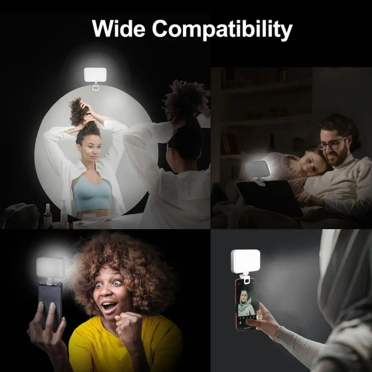 66 LEDs Selfie Fill Light Rechargeable 3 Modes Clip-on Pocket Light For Phone, Laptop, Tablet Meeting(Black) - Selfie Light by buy2fix | Online Shopping UK | buy2fix