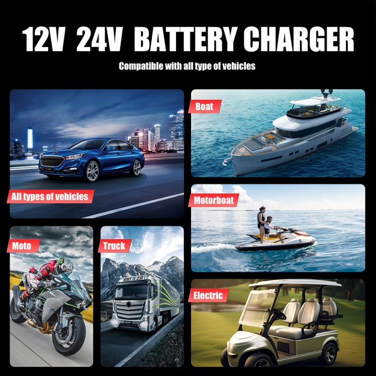 FOXSUR 25A 12V/24V Portable High-Power Car Ship Motorcycle Charger(EU Plug) - Battery Charger by FOXSUR | Online Shopping UK | buy2fix