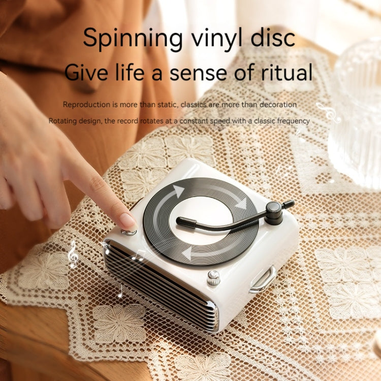 YJQ-D10 Portable Desktop Retro Vinyl Record Player Bluetooth Speaker(White) - Desktop Speaker by buy2fix | Online Shopping UK | buy2fix