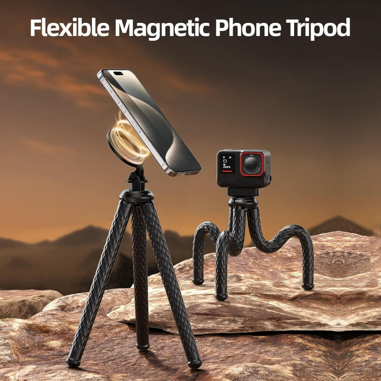 TELESIN P3-FM-02 Flexible Magnetic Suction Mobile Phone Tripod Magsafe Octopus Desktop Fixed Bracket - Stand by TELESIN | Online Shopping UK | buy2fix