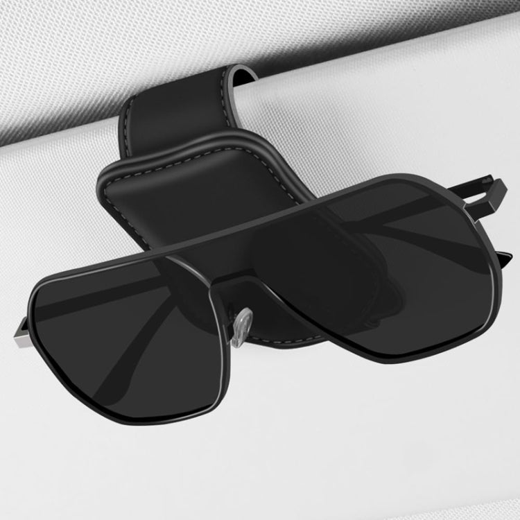 Car Eyeglasses Clip Car Leather Magnetic Closure Sunglasses Storage Bag(Black) - Sunglasses & Glasses Clips by buy2fix | Online Shopping UK | buy2fix