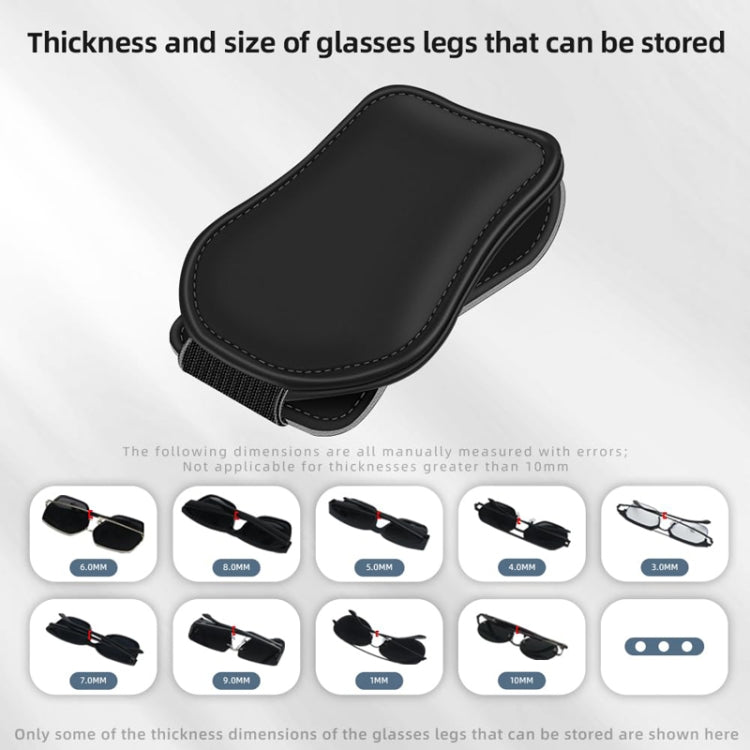 Car Eyeglasses Clip Car Leather Magnetic Closure Sunglasses Storage Bag(Black) - Sunglasses & Glasses Clips by buy2fix | Online Shopping UK | buy2fix