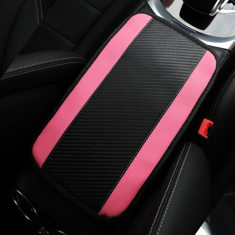 32x19cm PU Carbon Fiber Leather Central Armrest Box Cover Anti-slip Pad(Pink) - Seat Accessories by buy2fix | Online Shopping UK | buy2fix