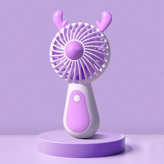 Cute Cartoon Handheld Small Fan Mini Portable USB Charging Fan, Size: Deer(Purple) - Electric Fans by buy2fix | Online Shopping UK | buy2fix