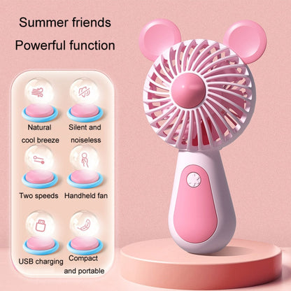 Cute Cartoon Handheld Small Fan Mini Portable USB Charging Fan, Size: Bear(Blue) - Electric Fans by buy2fix | Online Shopping UK | buy2fix