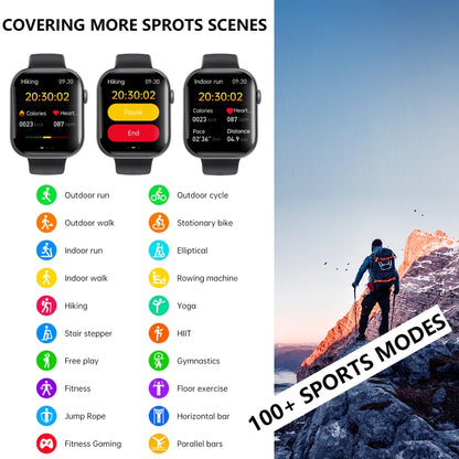 F70  2.1 Inch Screen Smart Watch With Blood Sugar/Blood Oxygen Monitoring /SOS Alarm/100+ Sports Modes, Color: Black Silicone - Smart Watches by buy2fix | Online Shopping UK | buy2fix