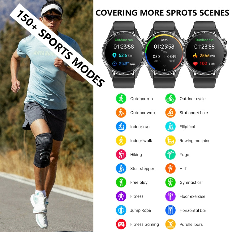 F400  1.55 Inch Screen Smart Watch Support ECG/ Blood Oxygen / Blood Sugar / 150+ Sports Mode, Color: Black Gray Silicone - Smart Watches by buy2fix | Online Shopping UK | buy2fix