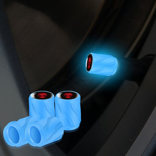 4pcs /Set Luminous Car Motorcycle Tire Modified Valve Cap, Color: Blue Red Skull - Tire Valve Caps by buy2fix | Online Shopping UK | buy2fix