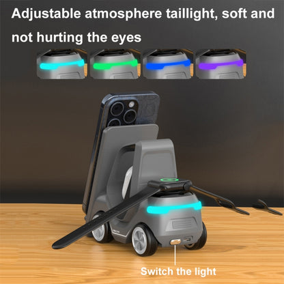 T20S 3-In-1 15W Small Forklift-Shaped Desktop Wireless Charger With LED Atmosphere Light(Gray) - Wireless Charger by buy2fix | Online Shopping UK | buy2fix