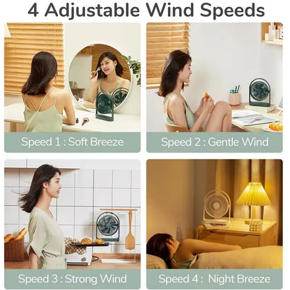 JisuLife FA19 4000mAh Wireless Rechargeable Desktop Mini Fan Silent Portable Fan(White) - Electric Fans by buy2fix | Online Shopping UK | buy2fix