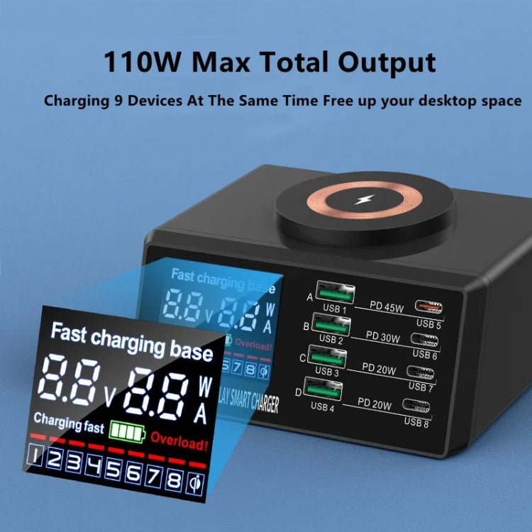 X9M 9-in-1 110W USB+PD Smart Multi-ports QI Magnetic Wireless Charger, Spec: Black US Plug - Multifunction Charger by buy2fix | Online Shopping UK | buy2fix