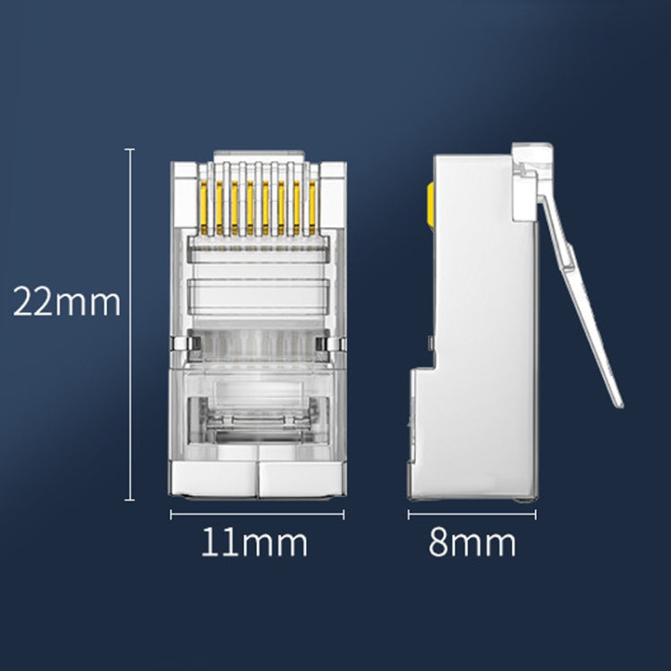 3U 100pcs / Can JINGHUA S688 Gigabit Transport Cabling Extruded Super Cat6 Dual Shield RJ45 8P8C Connector - Lan Cable and Tools by JINGHUA | Online Shopping UK | buy2fix