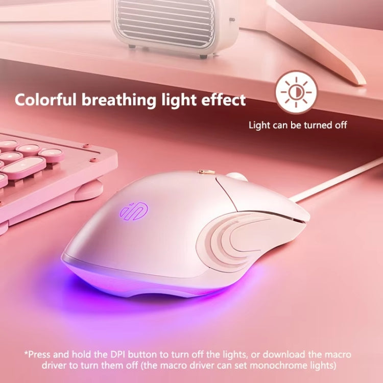 Inphic B8 Mute Light Emitting Wired Mice Home Office Gaming Computer Mouse(Milk Tea Color) - Wired Mice by Inphic | Online Shopping UK | buy2fix