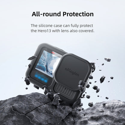 For GoPro HERO13 Black AMagisn Silicone Case Protective Cover(Black) - Silicone Cases by aMagisn | Online Shopping UK | buy2fix