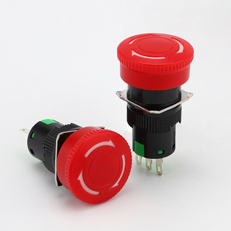 LA16 16mm Mounting Hole Emergency Stop Switch Mushroom Type Self-Locking Pushbutton Switches - Others by buy2fix | Online Shopping UK | buy2fix