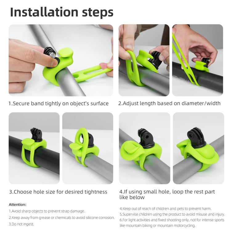 TELESIN Action Camera Mount Silicone Adjustable Mini Flexible Bracket For GoPro HERO / Insta360 / DJI Action Camera(Green) - Connection Mount by TELESIN | Online Shopping UK | buy2fix