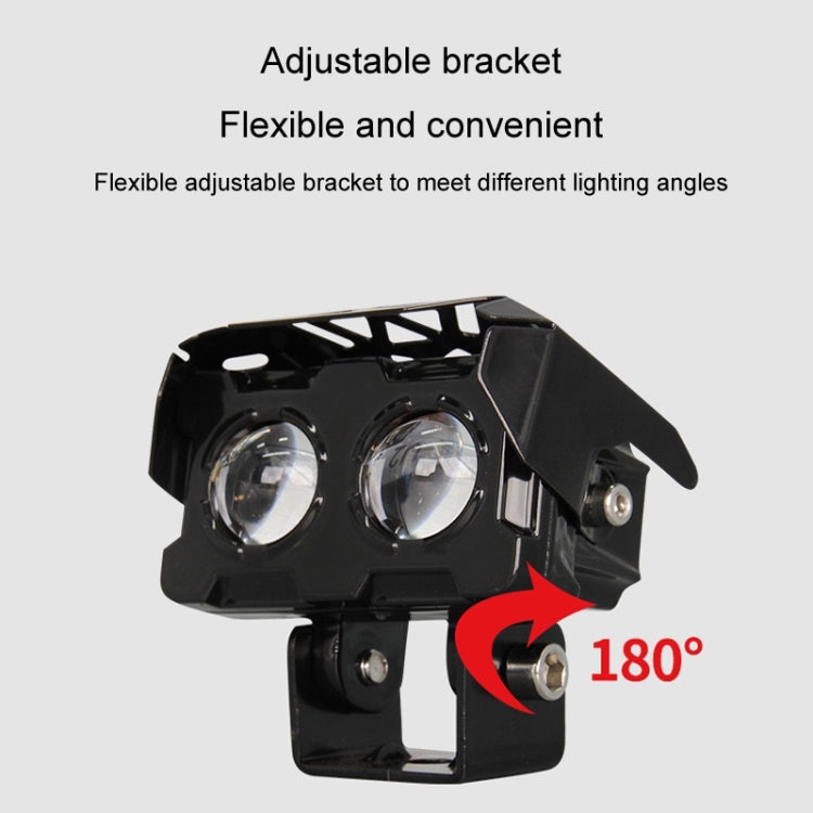 20W Motorcycle Spotlight High Bright Two Color Modified External Waterproof LED Lens Headlight(Always Bright - 3 Wire) - Headlights by buy2fix | Online Shopping UK | buy2fix