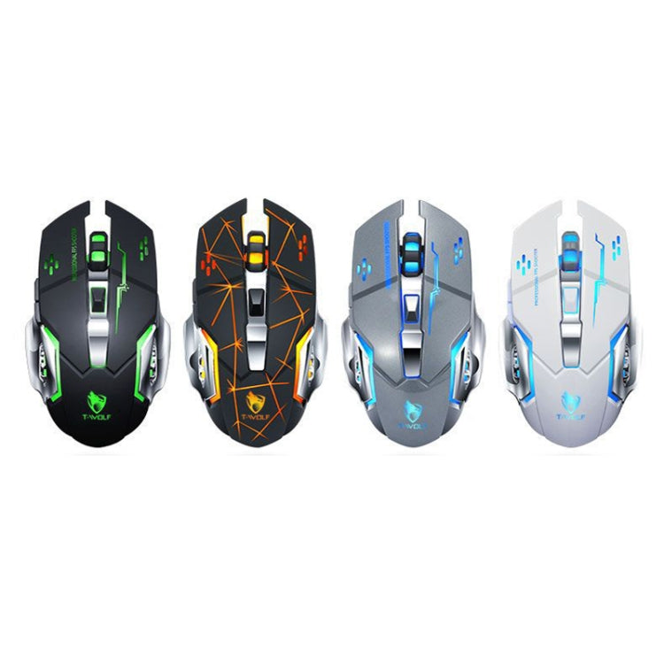 T-WOLF Q13 2.4GHz 6-keys RGB Colorful Light Gaming Wireless Mouse, Color: Dual Mode White - Wireless Mice by T-WOLF | Online Shopping UK | buy2fix