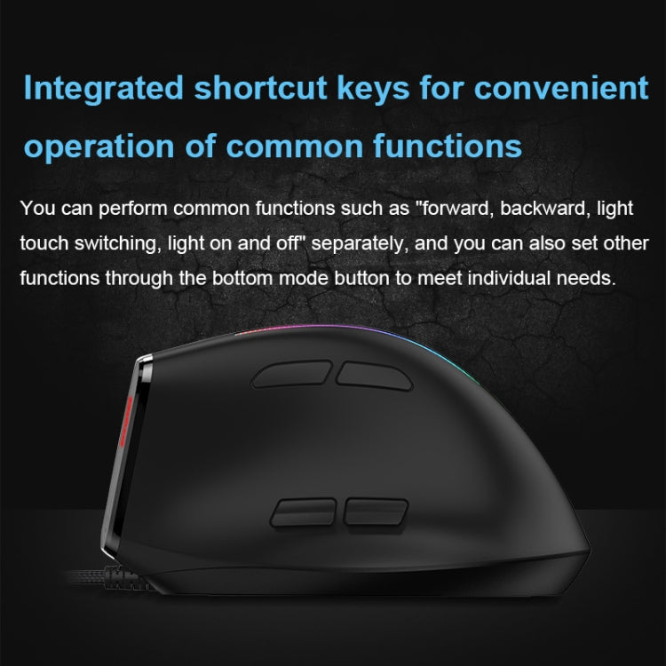 ZELOTES T50 9-Keys RGB Lighting Effect Vertical Grip Ergonomic Programming Wired Mouse(Black) - Wired Mice by ZELOTES | Online Shopping UK | buy2fix