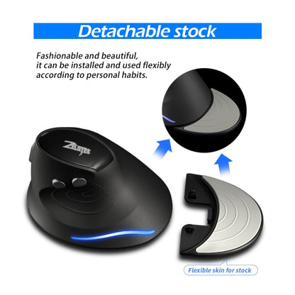 ZELOTES F17 6-buttons Vertical Grip Ergonomic Wireless Mouse(Black) - Wireless Mice by ZELOTES | Online Shopping UK | buy2fix