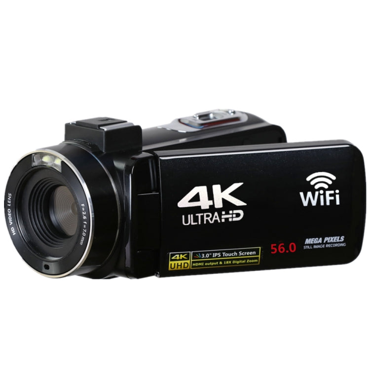 4K  Digital Video Camera 3 Inch IPS Touch Screen 56MP 18X Digital Zoom WiFi Camcorder, Spec: Standard - Video Cameras by buy2fix | Online Shopping UK | buy2fix