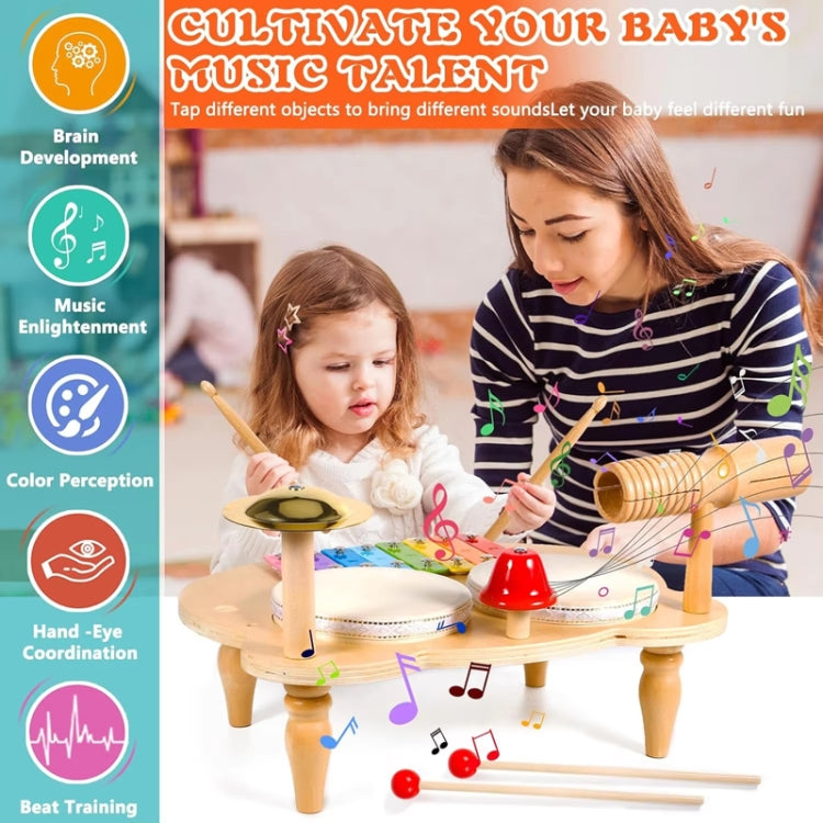 Children Wooden Desktop Music Percussion Toy Baby Early Learning Drum Enlightenment Toy, Style: Multi-function Percussion Table - Musical Instrument Toys by buy2fix | Online Shopping UK | buy2fix