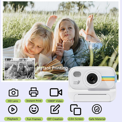 2.0-Inch LED Flash 1080P HD Recording Photo Printing Camera With 3-Rolls Paper, Color: White+32G - Children Cameras by buy2fix | Online Shopping UK | buy2fix