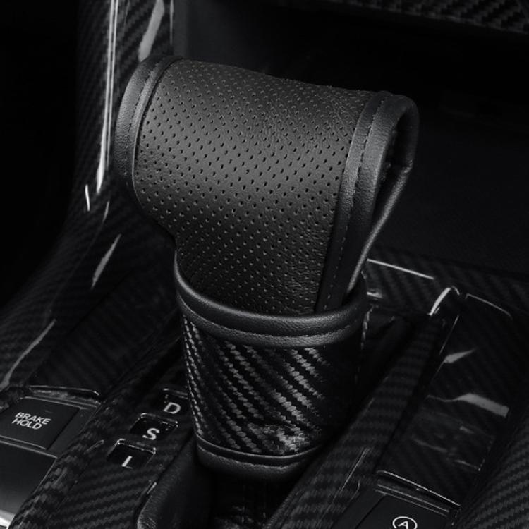 Car Automatic Universal Perforated Breathable Cowhide Side Opening Shift Cover, Style: A-Black - Shift Knob by buy2fix | Online Shopping UK | buy2fix