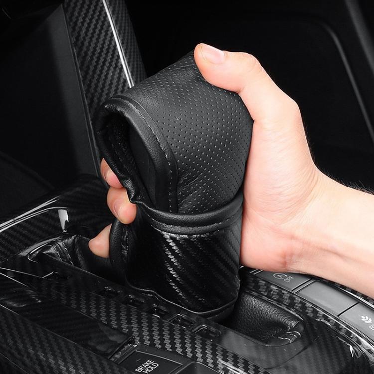 Car Automatic Universal Perforated Breathable Cowhide Side Opening Shift Cover, Style: B-Brown - Shift Knob by buy2fix | Online Shopping UK | buy2fix