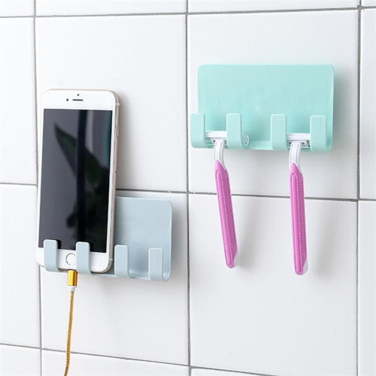 Practical Wall Sticking Phone Charging Holder Socket Strong Sticky Adhesive Sopport Rack Shelf With Hooks(Pink) - Shelf & Hooks by buy2fix | Online Shopping UK | buy2fix