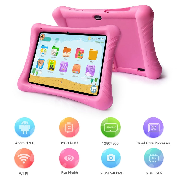 Qunyico Y10 Kids Tablet PC, 10.1 inch, 2GB+32GB, Android 10 Allwinner A100 Quad Core CPU, Support 2.4G WiFi / Bluetooth, Global Version with Google Play, US Plug (Pink) -  by buy2fix | Online Shopping UK | buy2fix