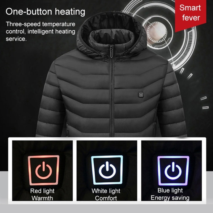 USB Heated Smart Constant Temperature Hooded Warm Coat for Men and Women (Color:Black Size:XXXL) - Down Jackets by buy2fix | Online Shopping UK | buy2fix