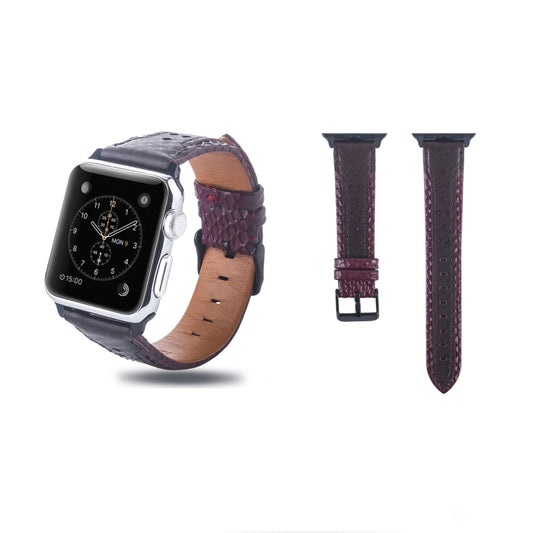 Square Hole Top-grain Leather Wrist Watch Band for Apple Watch Series 7 41mm / 6 & SE & 5 & 4 40mm / 3 & 2 & 1 38mm - Watch Bands by buy2fix | Online Shopping UK | buy2fix