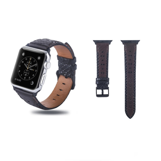 Square Hole Top-grain Leather Wrist Watch Band for Apple Watch Series 7 45mm / 6 & SE & 5 & 4 44mm / 3 & 2 & 1 42mm - Watch Bands by buy2fix | Online Shopping UK | buy2fix