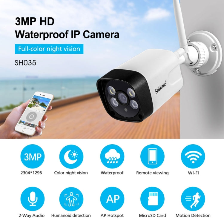 SriHome SH035 3.0 Million Pixels 1296P HD IP Camera, Support Two Way Audio / Motion Detection / Humanoid Detection / Full-color Night Vision / TF Card, US Plug - Security by SriHome | Online Shopping UK | buy2fix