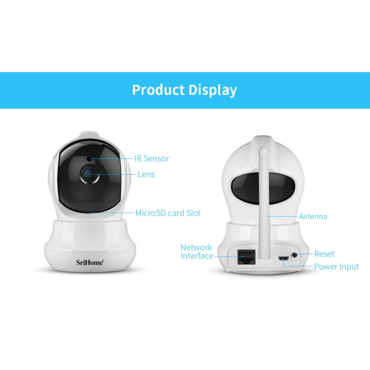 SriHome SH020 3.0 Million Pixels 1296P HD AI IP Camera, Support Two Way Talk / Auto Tracking / Humanoid Detection / Night Vision / TF Card, US Plug - Security by SriHome | Online Shopping UK | buy2fix