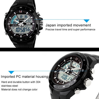 SKMEI 1016 Multifunctional Men Outdoor Sports Noctilucent Waterproof Double Digital Watch (Black) - Sport Watches by SKMEI | Online Shopping UK | buy2fix